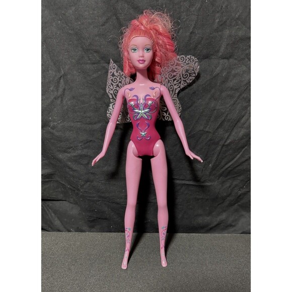 Barbie Fairytopia 2 Deco Pac Fairy Pink Hair Skin Glittery Lips Eyeshadow Doll - Picture 1 of 7